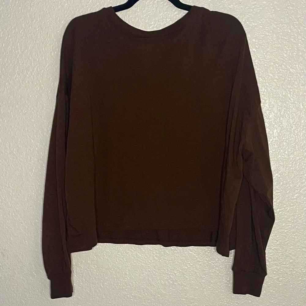 Torrid Positive Vibes Relaxed Fit Cotton Jersey Crew Neck Crop Tee Brown Size 1 - Picture 5 of 5